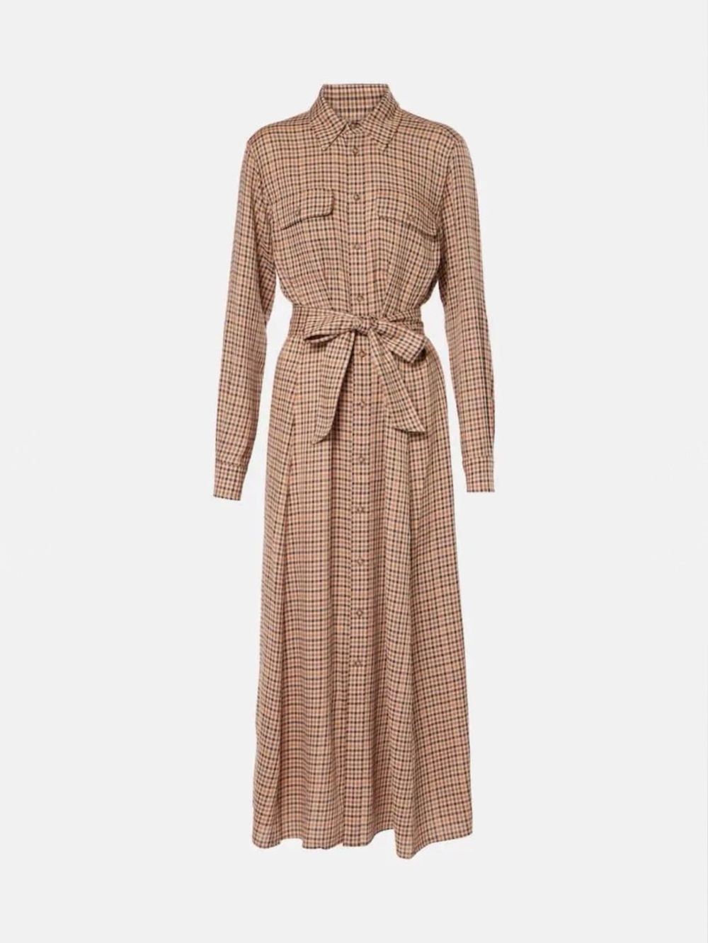 Polo Ralph Lauren Cotton and Wool-Blend Shirt Dress Tie Waist